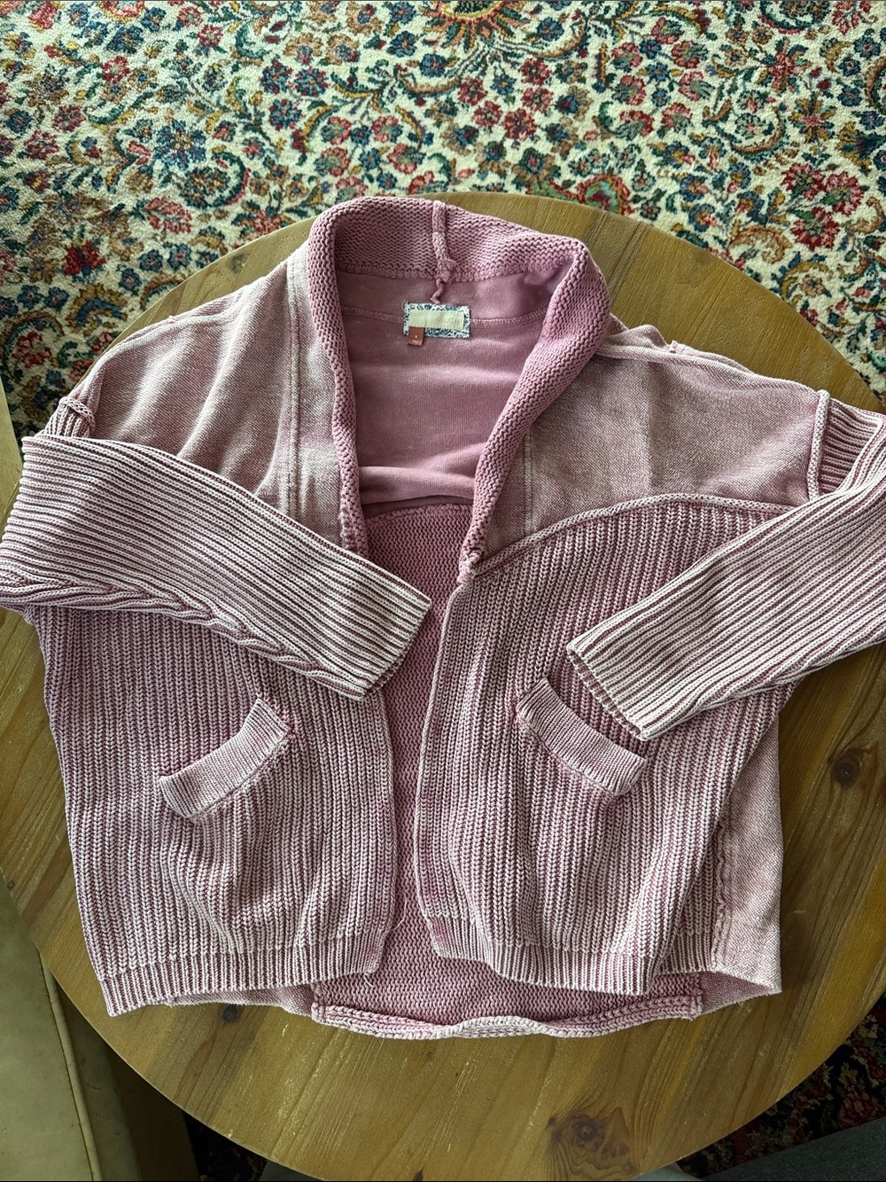 Pilcro Dusty Pink Knit Open-Front Cardigan